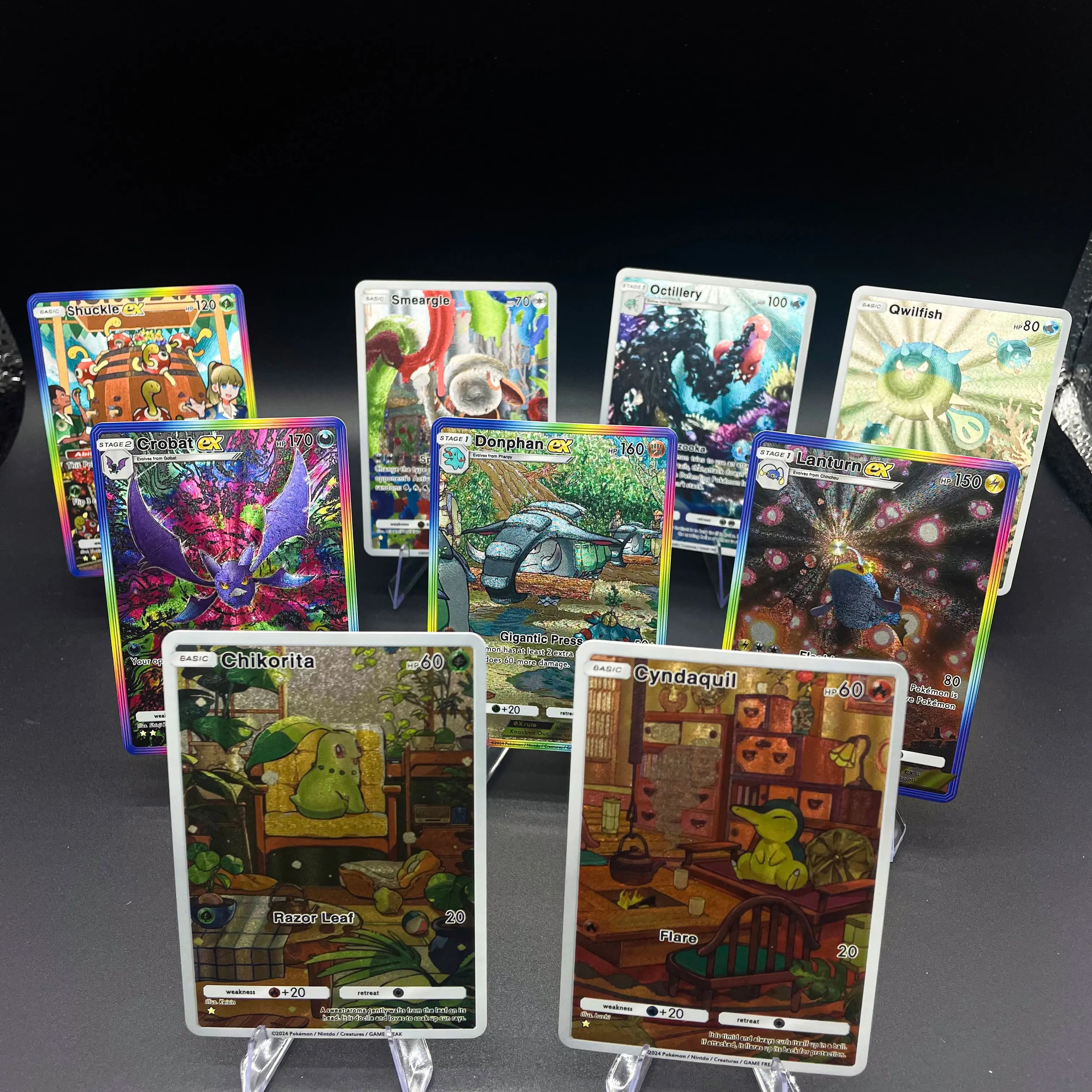 La 22a installazione Ptcg Pocket Collection Card English Ex Crobat Shuckle Chikorita Texture in rilievo Flash Card Giocattolo regalo per bambini