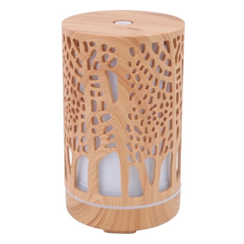 Diffusore di aromi con venature del legno da 200 ml 8 W Spegnimento automatico Umidificatore silenzioso a LED colorato per auto e casa Spina americana 100-240 V