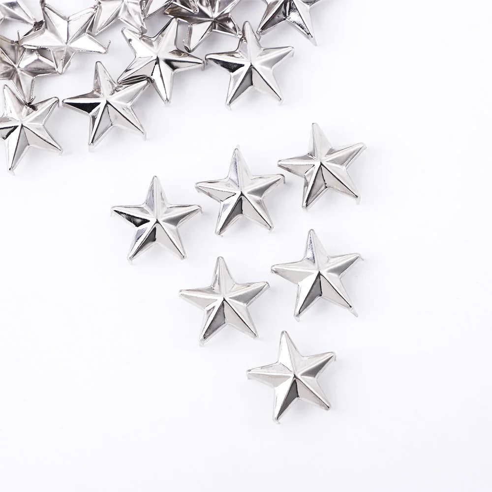 100pcs rivetti a stella in metallo argento artigianato in pelle rivetti fai da te abbigliamento Punk abbigliamento cucito decorazione 7/10/15mm