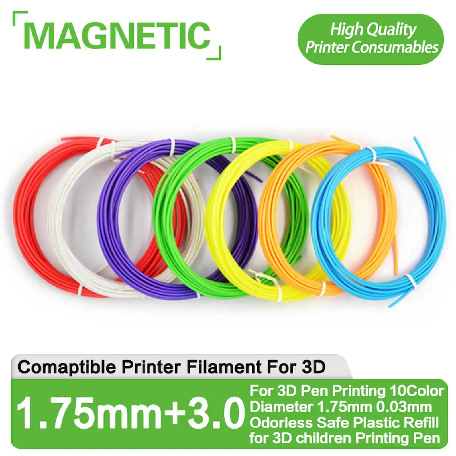 PLA Filament for 3D Pen Printing Diameter 1.75 mm Precision 0.03 mm Refill in safe and odorless plastic for 3D children's print pen