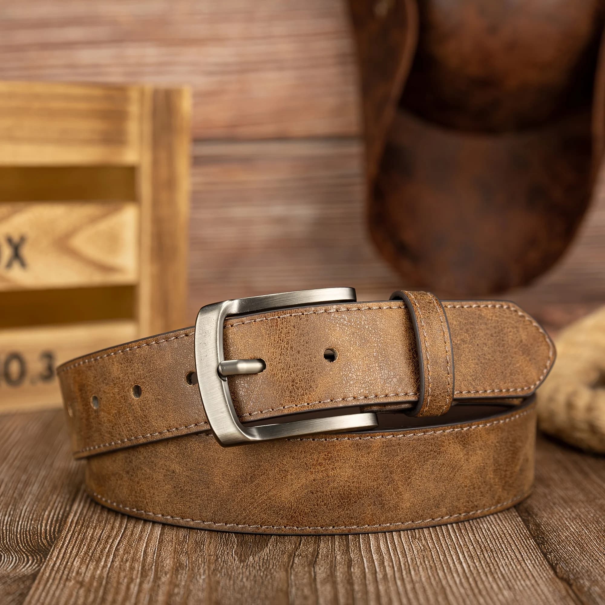 Cintura da uomo alla moda con fibbia ad ardiglione, disponibile in vari colori, ideale per jeans casual da uomo, cintura trendy dal design maschile.
