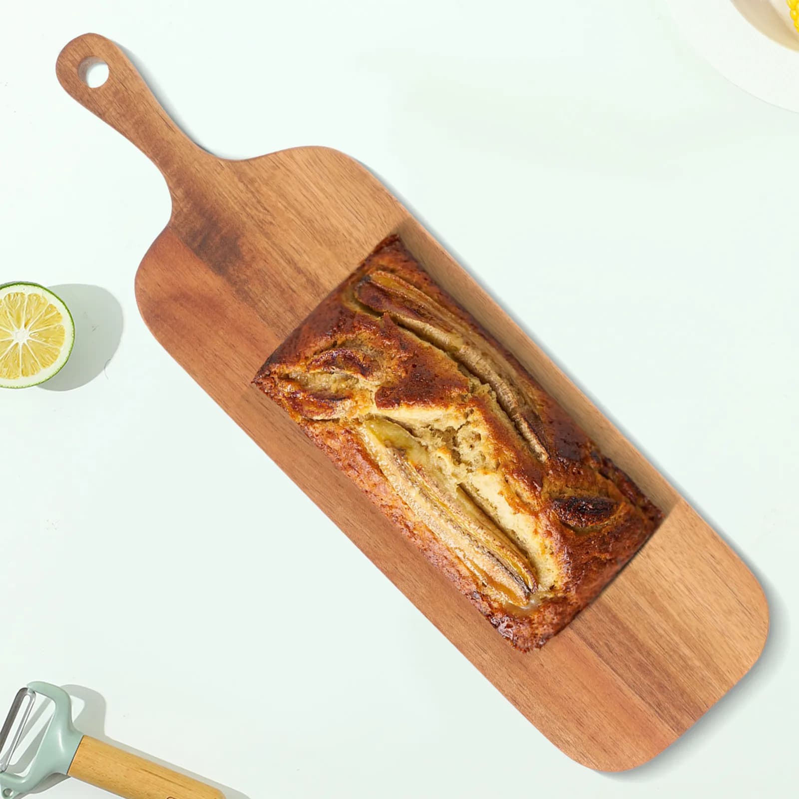 Tagliere in Legno per Cucina di Grandi Dimensioni, con Venature Naturali, Adatto per Affettare Pane, Salumi, Snack, Multiuso per Servire
