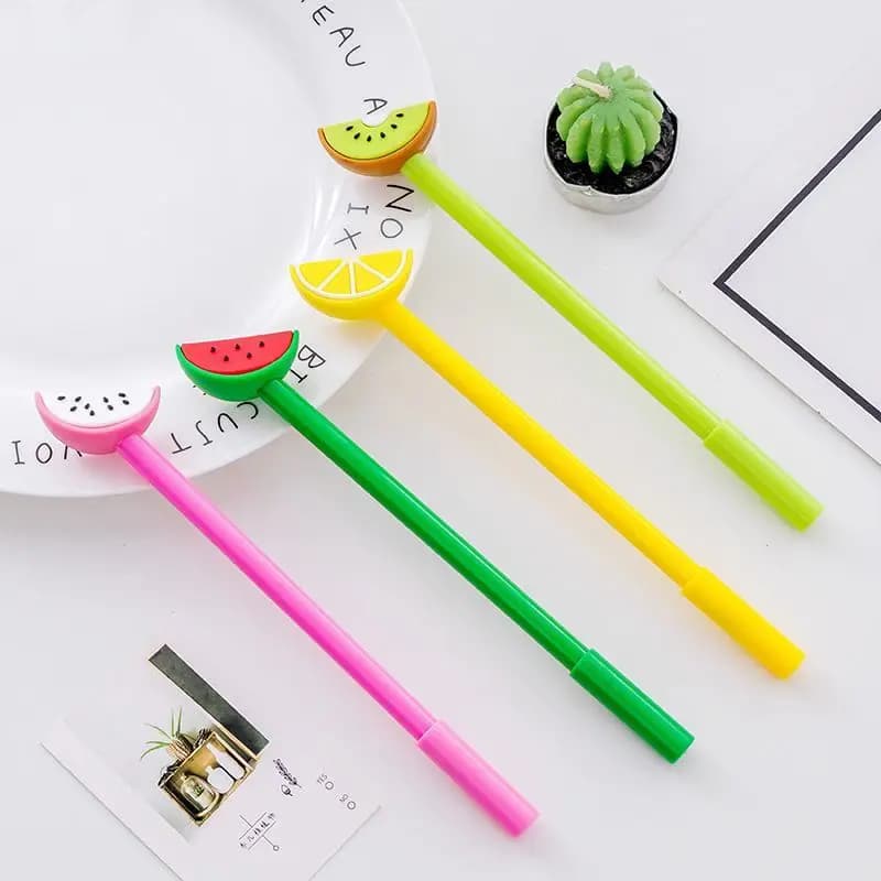 Penna gel per cancelleria carina con frutta da 4 pezzi Penne adorabili creative con anguria dolce e limone