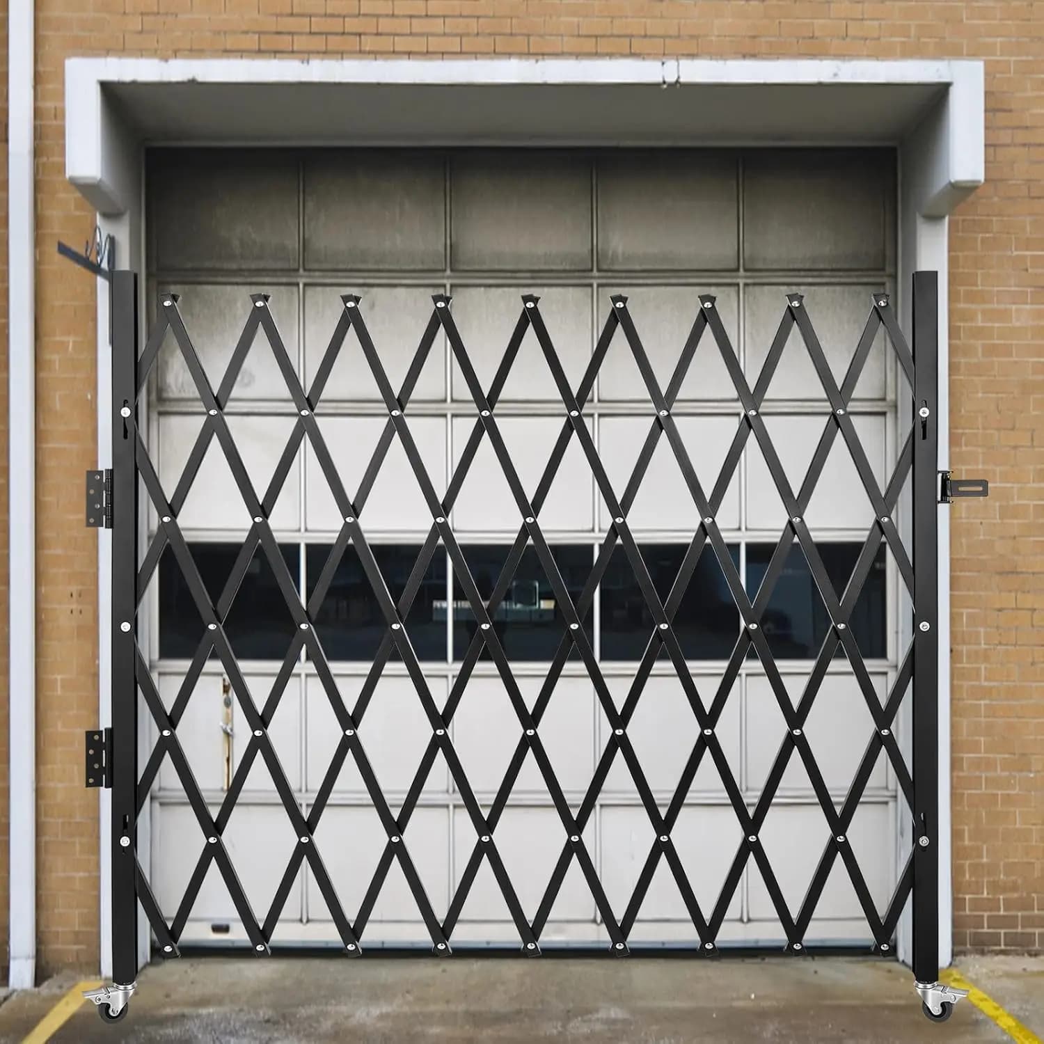 Cancello di Sicurezza Pieghevole Singolo, 2,1 m Altezza x 2,1 m Larghezza, Cancello a Fisarmonica in Acciaio, Cancello di Sicurezza Espandibile Flessibile