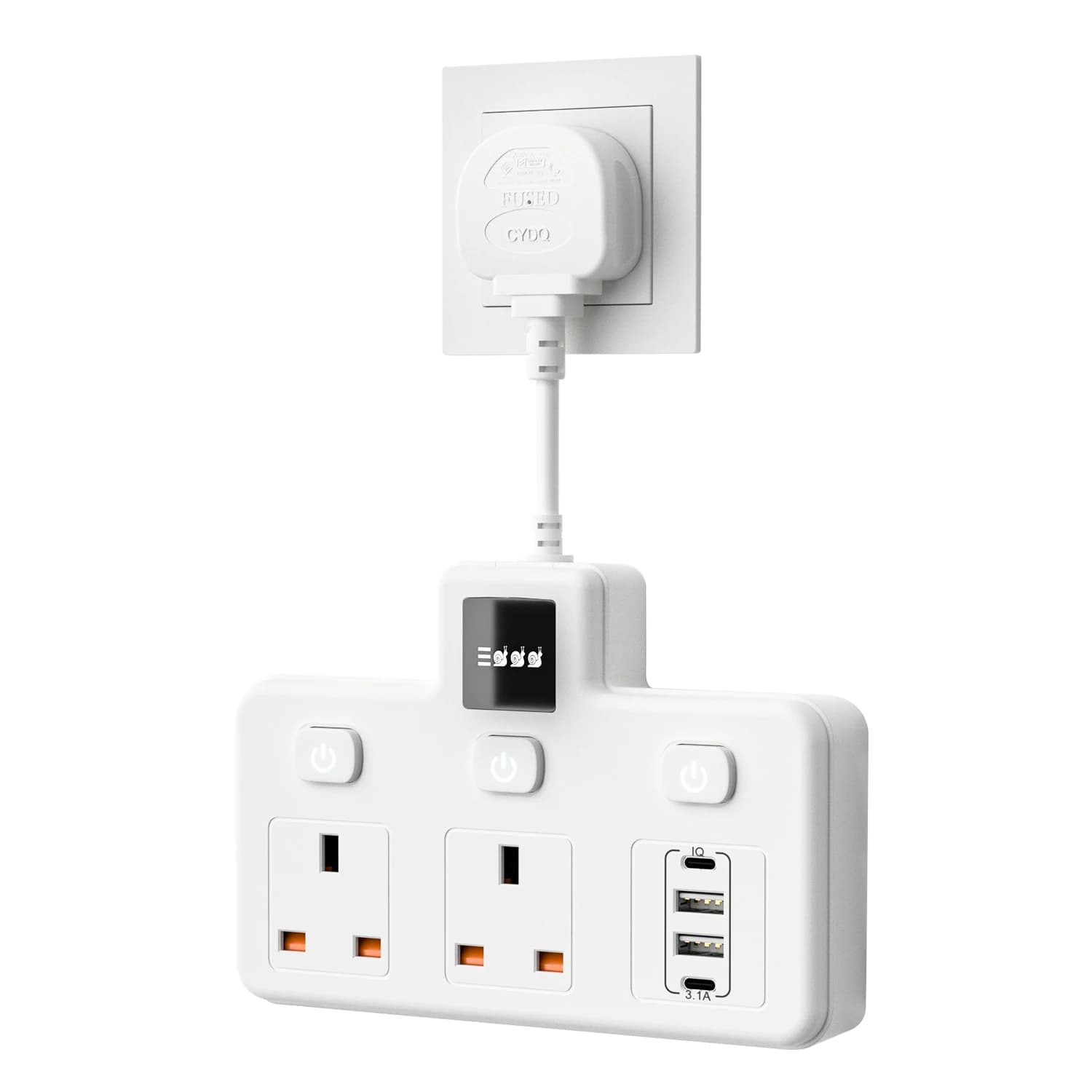 Extended multi-faceted kingdom slippers with individual switch, 2 USB-A 2 USB-C slot with adjustable night light