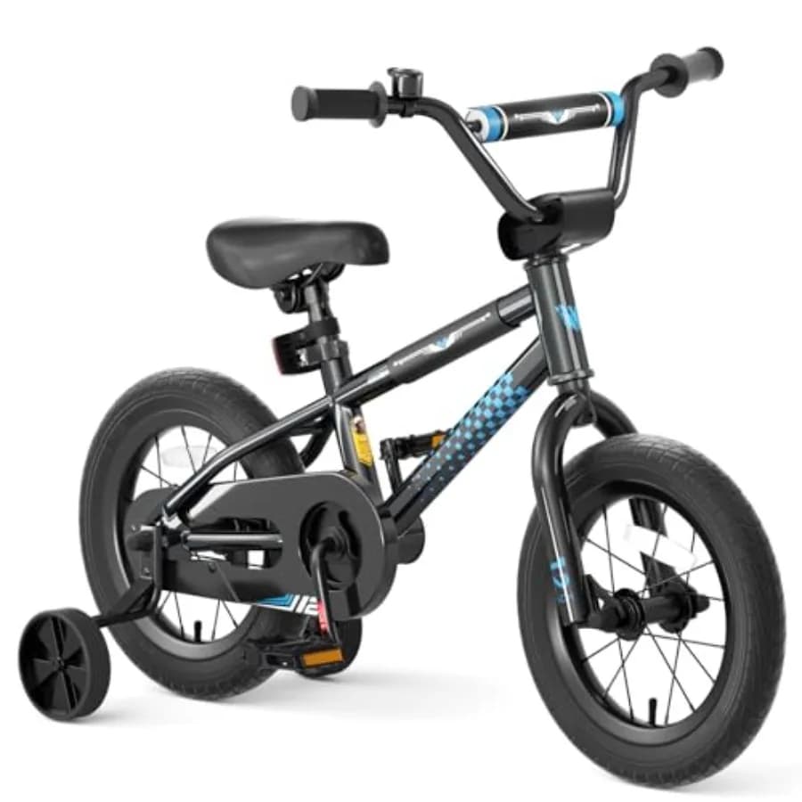 Bicicletta BMX per Bambini 12 Pollici con Rotelle, per Bambini e Bambine 3-8 Anni, Telaio in Acciaio Resistente, Sella Regolabile, Freno a Contropedale