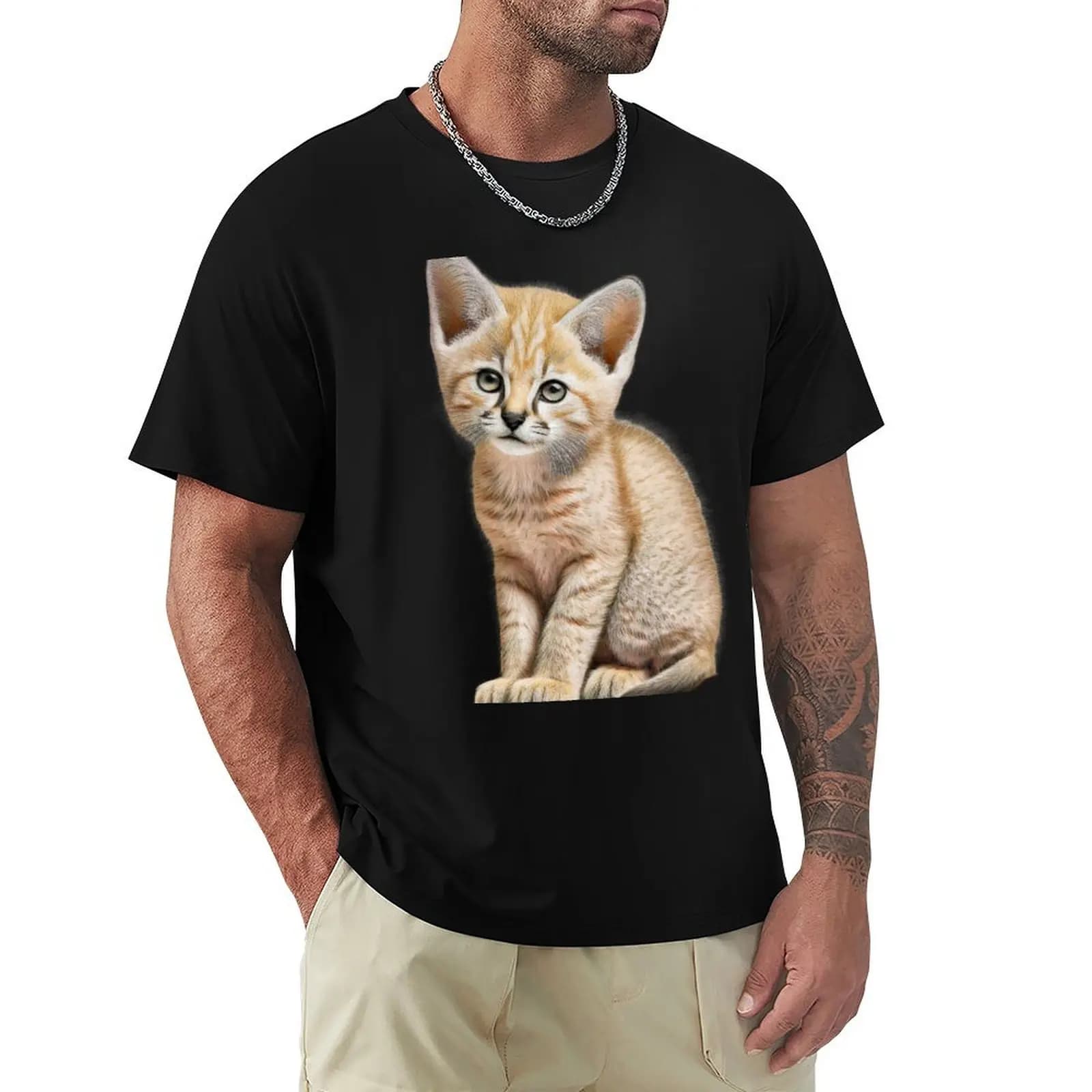 T-shirt Cute House Cat per gli amanti dei gatti, top in cotone a maniche corte in tinta unita