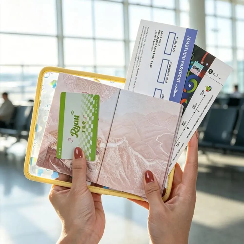 Card Holder Passport Bag Ultra-thin Sparkling Star Transparent PVC Passband Holder Airplane Check-in Ticket Holder Fold Purse