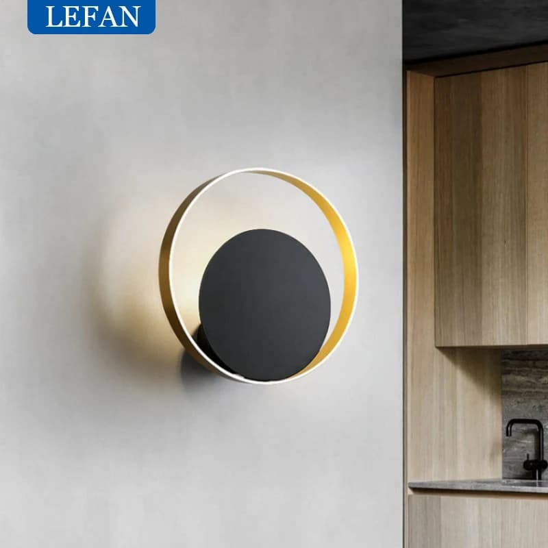 Nordic Minimalist Black LED Wall Sconce, Interior Mirror Wall Light for Bedroom, Bedside and Living Room