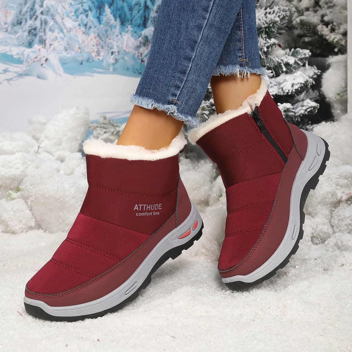 Winter Warm Thick Plush Lining Short Ankle Snow Boots For Women Water Resistant Comfort Non Slip Casual Booties Warm winter days