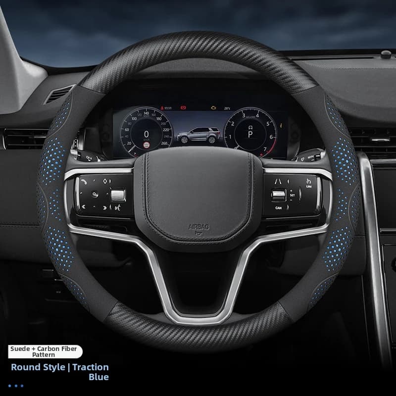 Full Leather Cover for All Seasons Auto Steering Wheel Cover Ultra-Thin Non-Slip Round Breathable Car Steering Wheel Protector