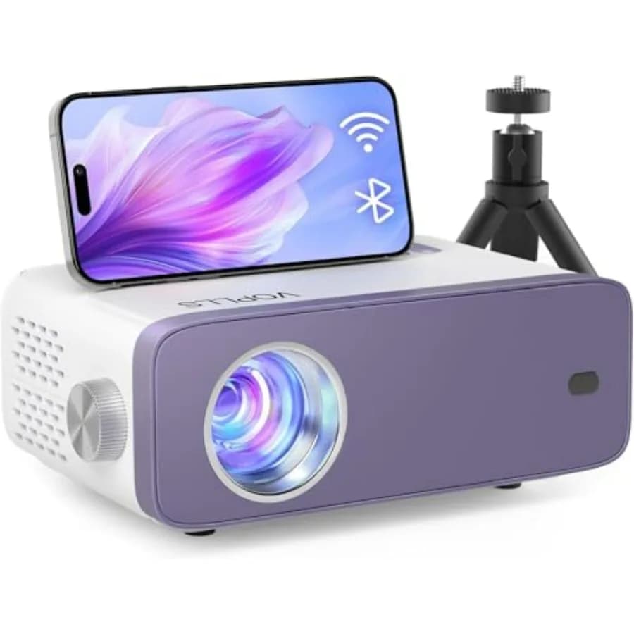 Proiettore Mini Portatile 1080P Full HD WiFi Bluetooth per Home Theater Esterno, Zoom 50x, Supporta HDMI USB AV Smartphone 15000Lum