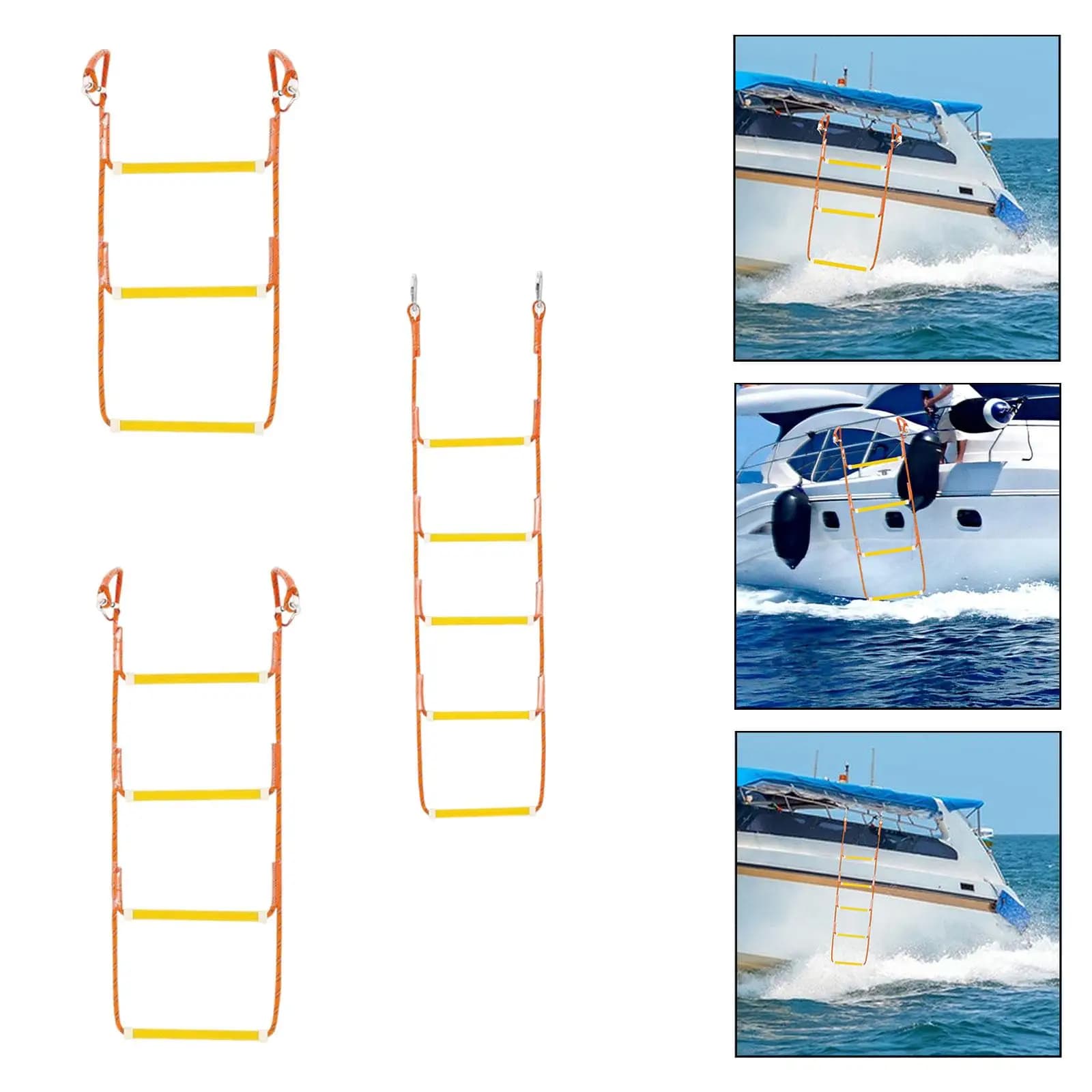 Marine Rope Ladder Boarding Ladder Lightweight Stable Practical Anti Skidding Steps for Kayaking Canoeing Dinghy
