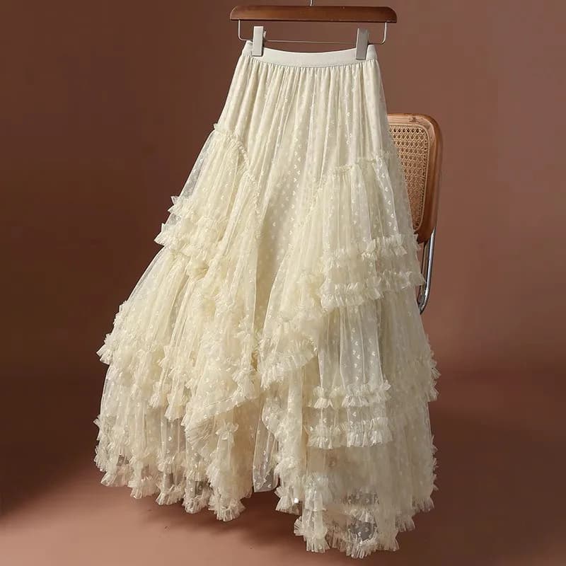 Gonna in garza jacquard a pendolo grande, taglie forti, da donna, nuova collezione estate 2026, gonna in garza soffice, vestito a torta da fata per donna