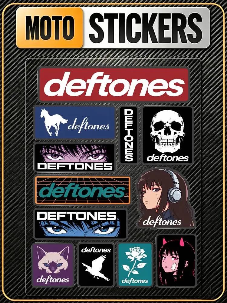 Deftones Long Lasting Waterproof Reflective Sticker Scratch Conceal Fit Motorcycle Car Helmet Fridge Decals