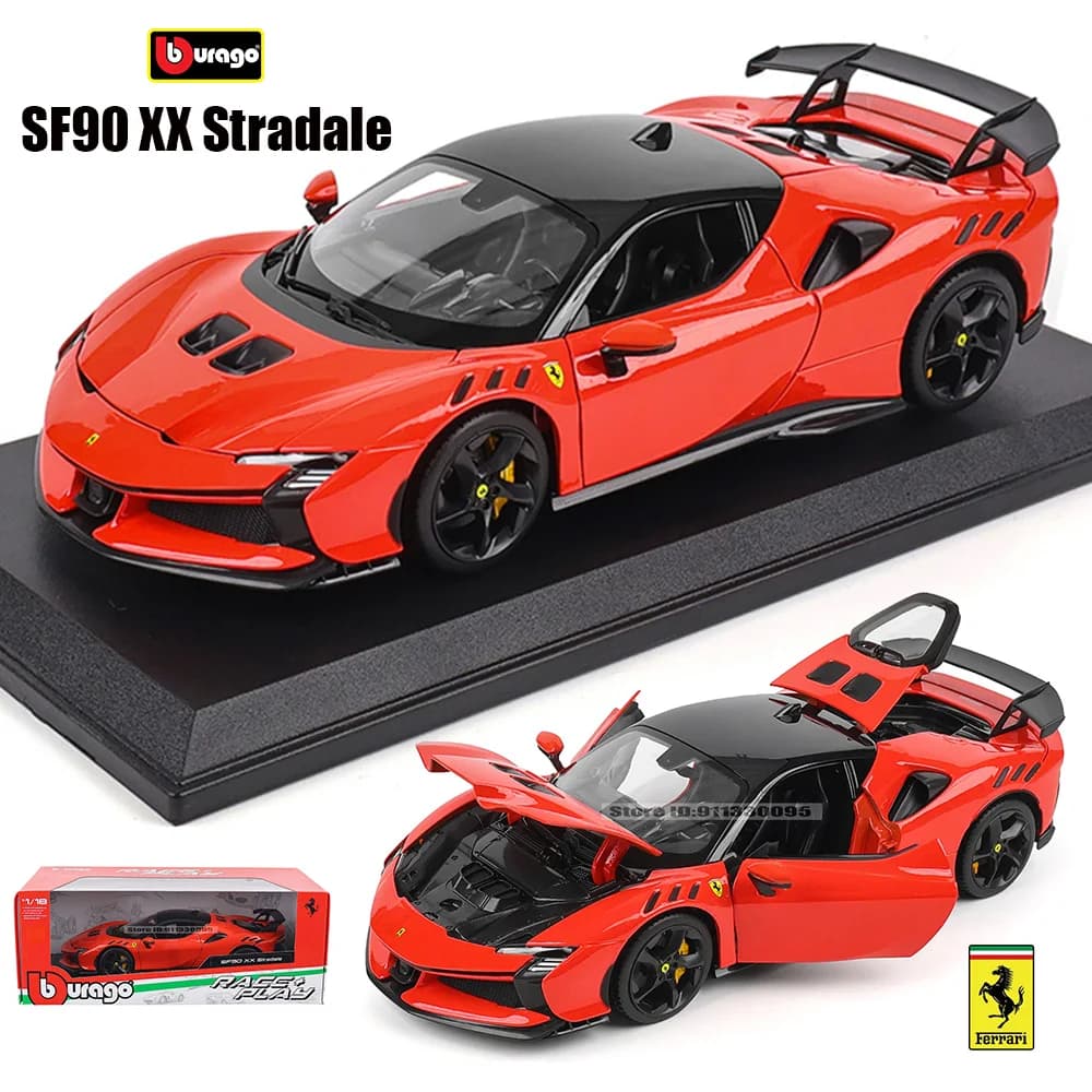 Bburago 1:18 Ferrari SF90 XX Stradale Rosso/Bianco pressofusione simulazione modello di auto in lega decorazione artigianale collezione giocattolo