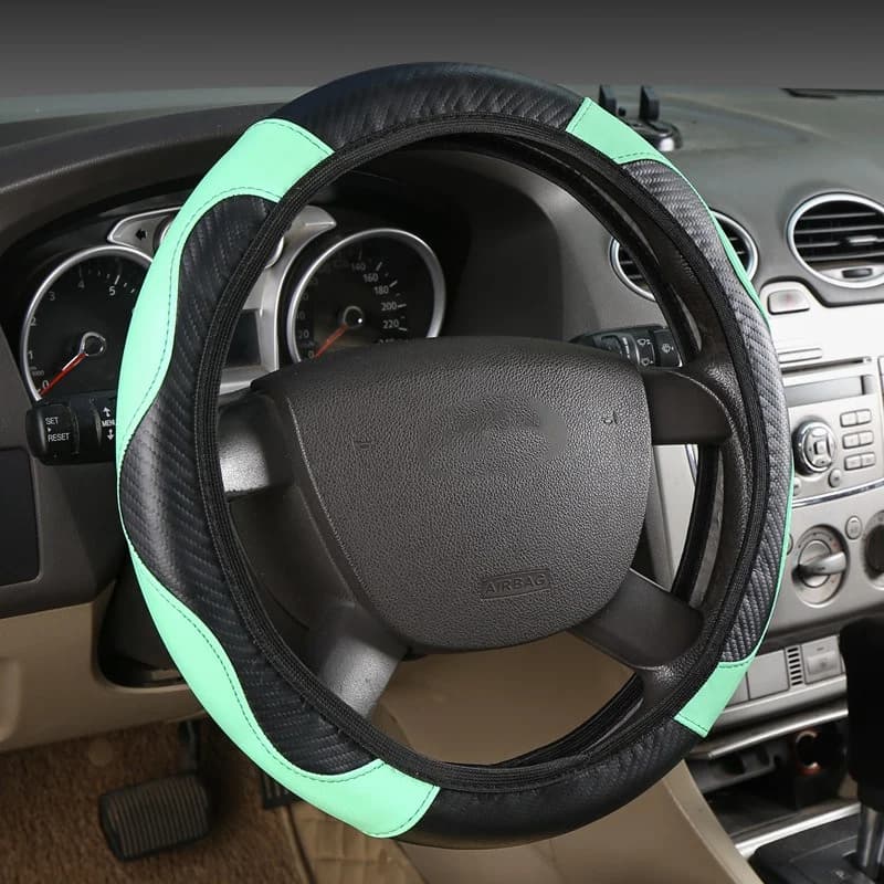 1 piece, car cover in carbon fiber PU leather, without inner ring suitable for 14,5-15 inches of automotive supplies.