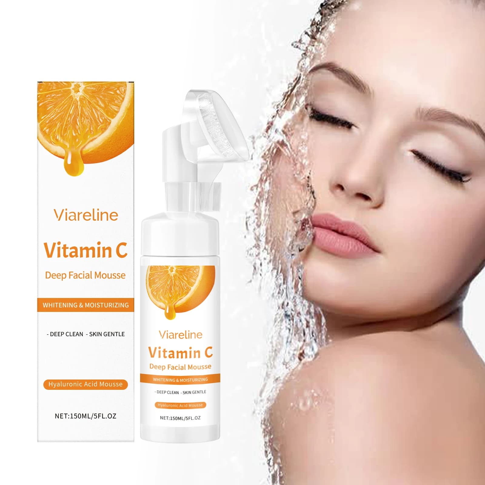 Detergente viso alla vitamina C Pulizia profonda Controllo dell'olio Ridurre i punti neri Rimuovere l'intasamento dei pori Idratare Mousse detergente viso compatta