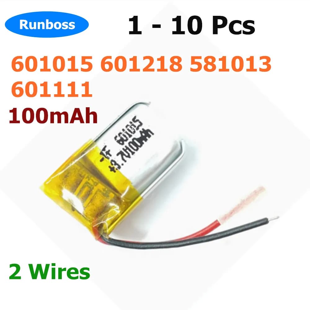 1-10 pz 601015 601218 581013 601111 3.7V 100mAh batteria per orologio giocattolo Selfie Stick apparecchio acustico penna di lettura monitoraggio interfono