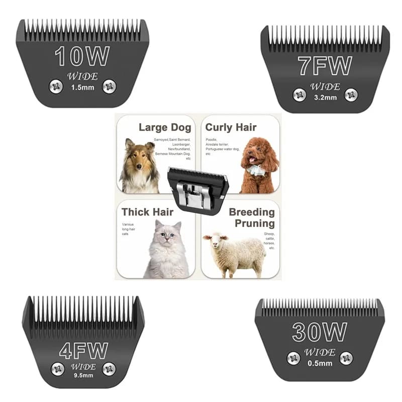 Tagliacapelli per cani a lama larga per toelettatura di animali domestici compatibile con Andis, Oster A5, Wahl Km10 Tagliacapelli per animali 30W+10W+7FW+5FW+4FW