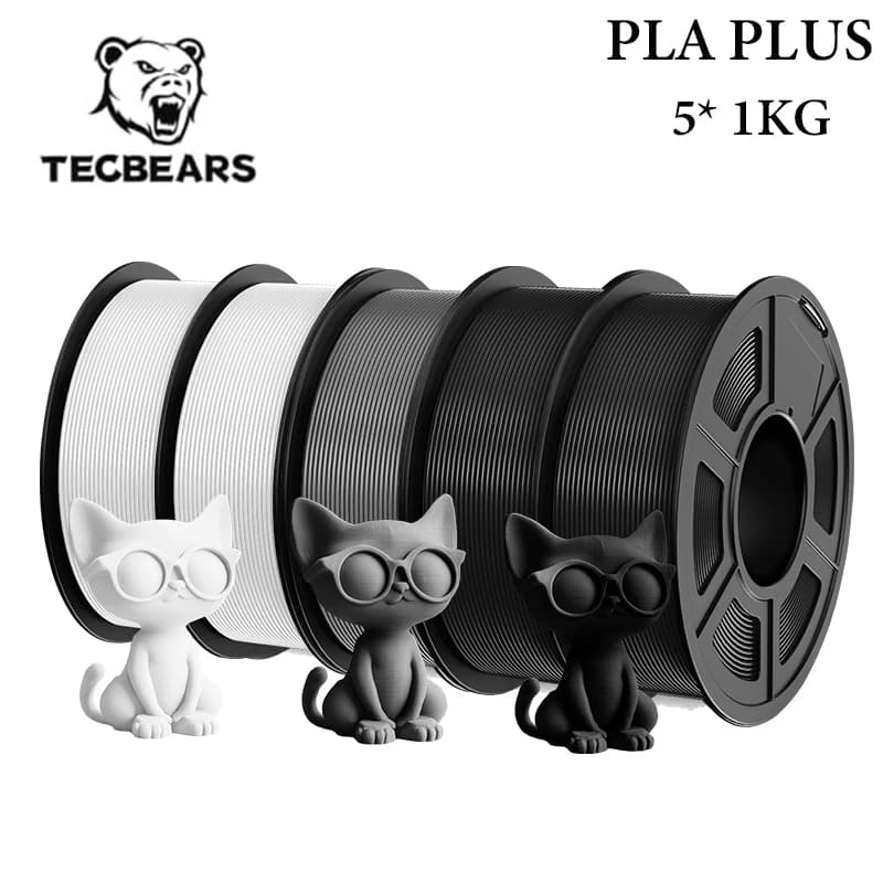 TECBEARS pla plus 5KG/5Roli PLA + 3D Printer Filament 1.75mm PLA Set of opaque filaments High tenacity for 3D filament warehouse DE