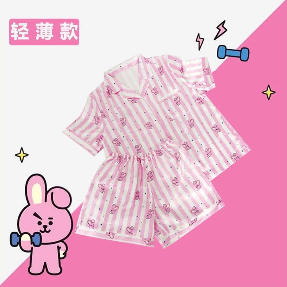 Pigiama estivo K-pop BT21, abbigliamento per la casa, T-shirt a maniche corte, pantaloncini, set due pezzi, leggero e traspirante 2026