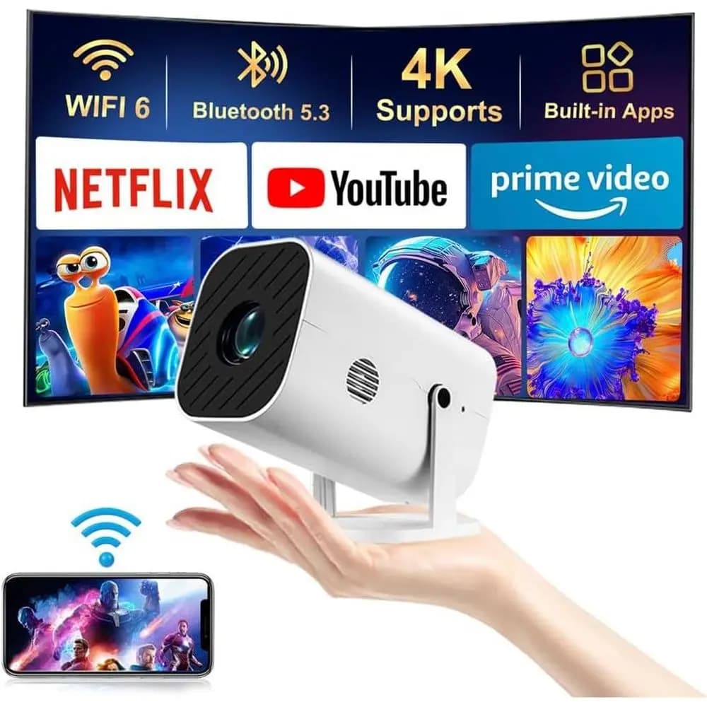 Mini Proiettore Portatile 1080P con Connettività Wii e Bluetooth, Ideale per Film e Camere da Letto, Compatibile con Smart TV Stick