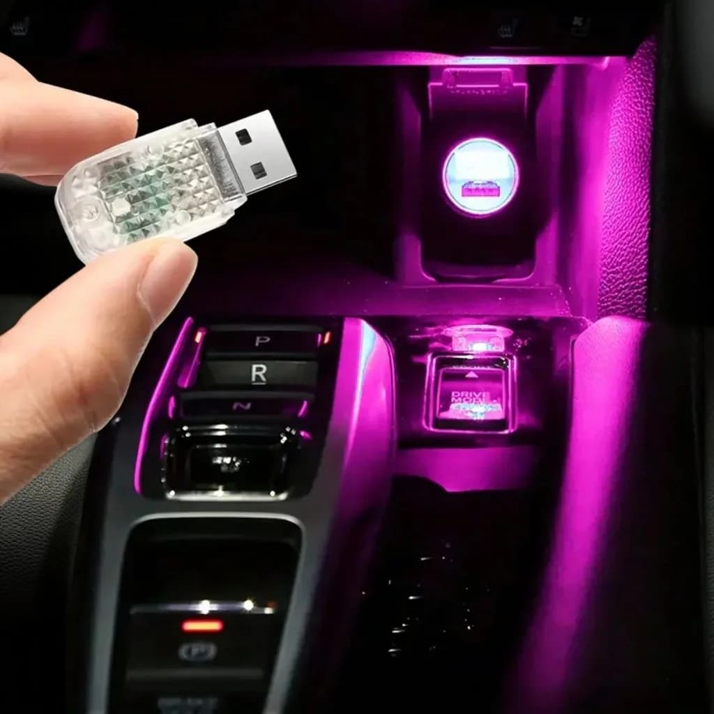 Luce d'atmosfera a LED per auto - Mini lampada ambientale al neon USB RGB per accessorio colorato per luce notturna interna