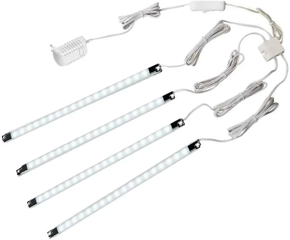 4 LED light strips package for showcases, shelves and kitchen cabinets - Cold white 6000K, with power supply