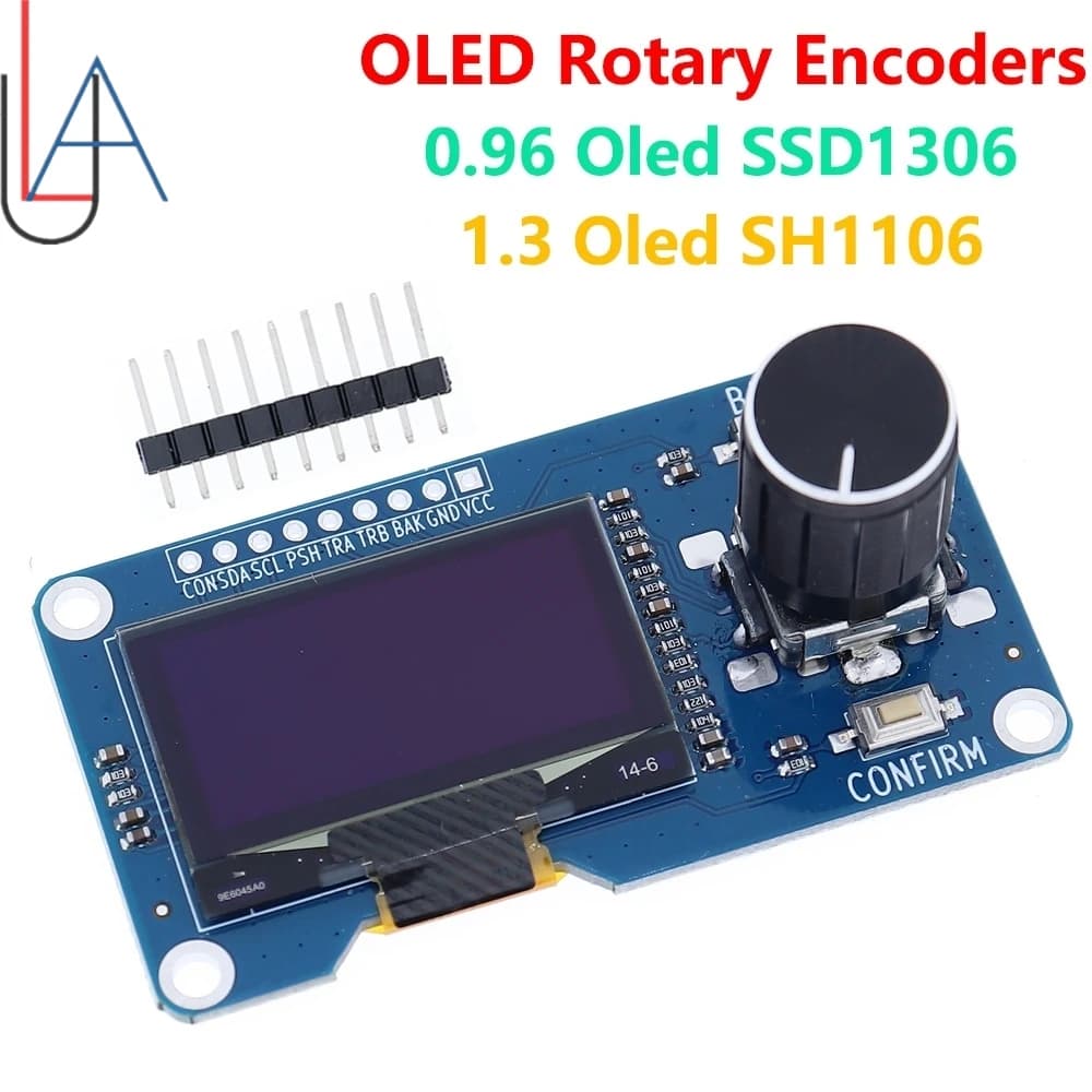 LAUBEI 0,96/1,3" white LCD display screen combined with EC11 rotary encoder module IIC interface for arduino