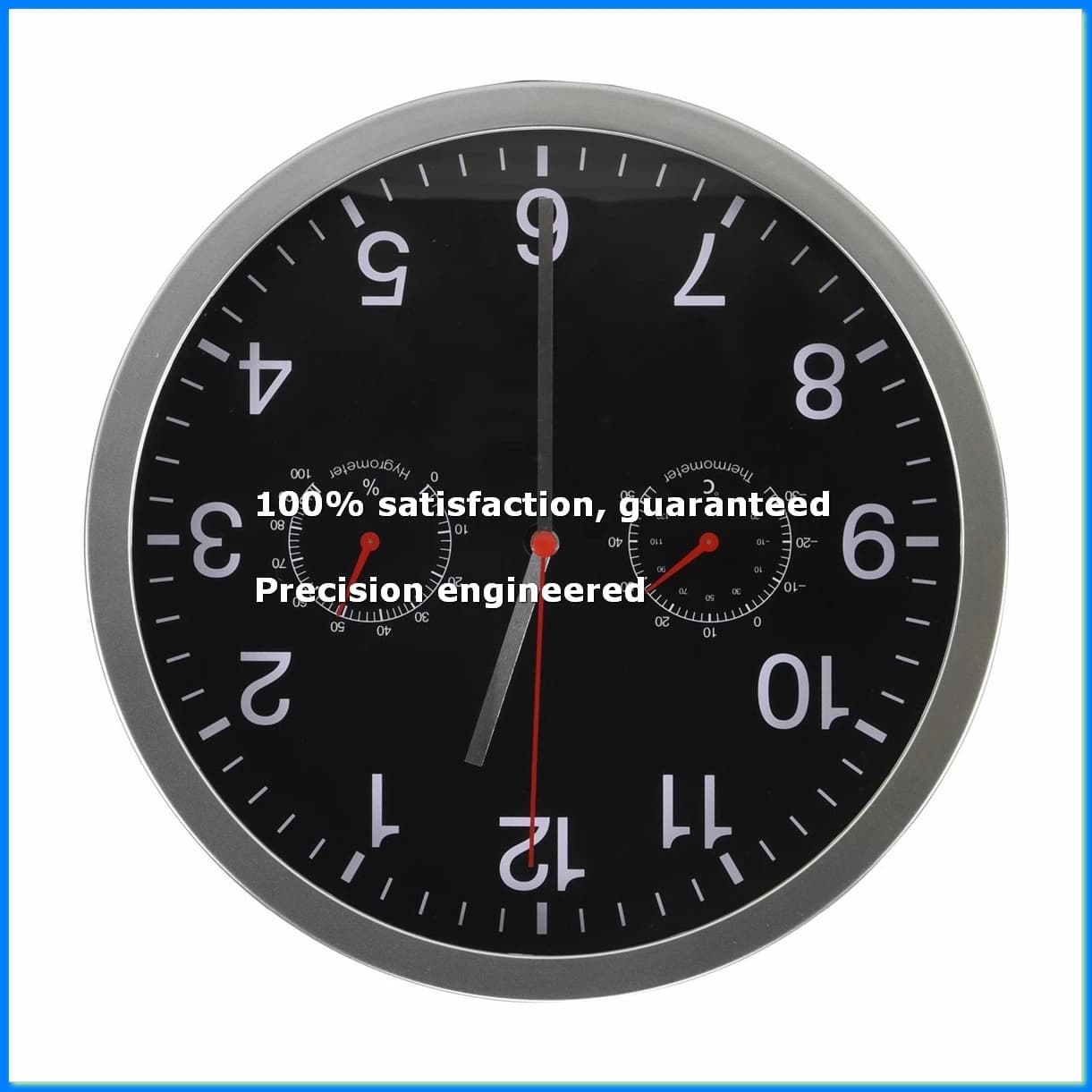 Silent Quartz Wall Clock Quiet Sweep Movement Thermometer Hygrometer No-Ticking Home Art Decor Wall Clock-DT30