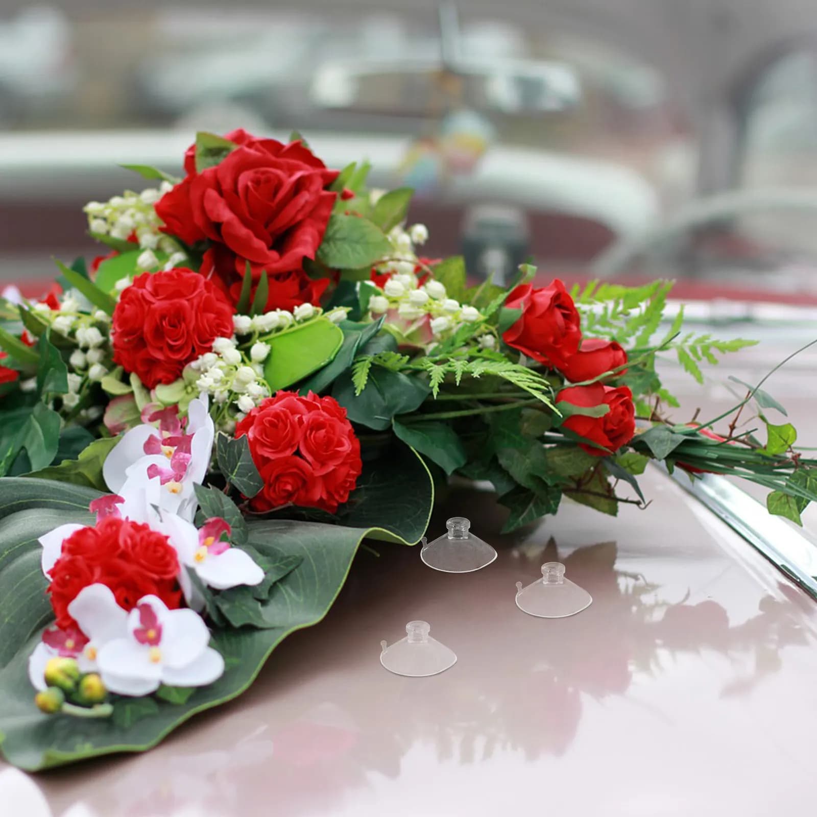 150 Pezzi Decorazioni Floreali per Auto da Matrimonio, Ventose da 4 cm, Piccoli Ganci in Vetro, Supporti Robusti per Composizioni Floreali per Eventi