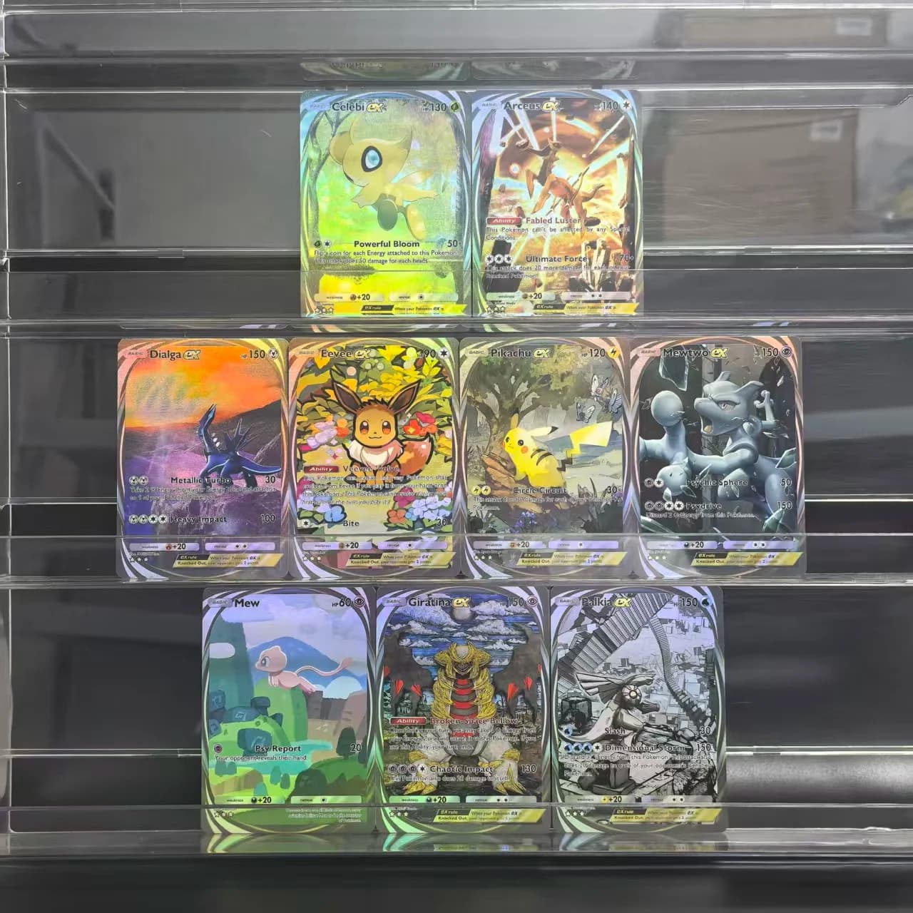 9 Pz Pokemon Collezione Carte POCKET Pikachu Palkia Mew Dialga Celebi EX Eevee Arceus Mewtwo Gioco Classico Anime Carte Regalo Giocattoli