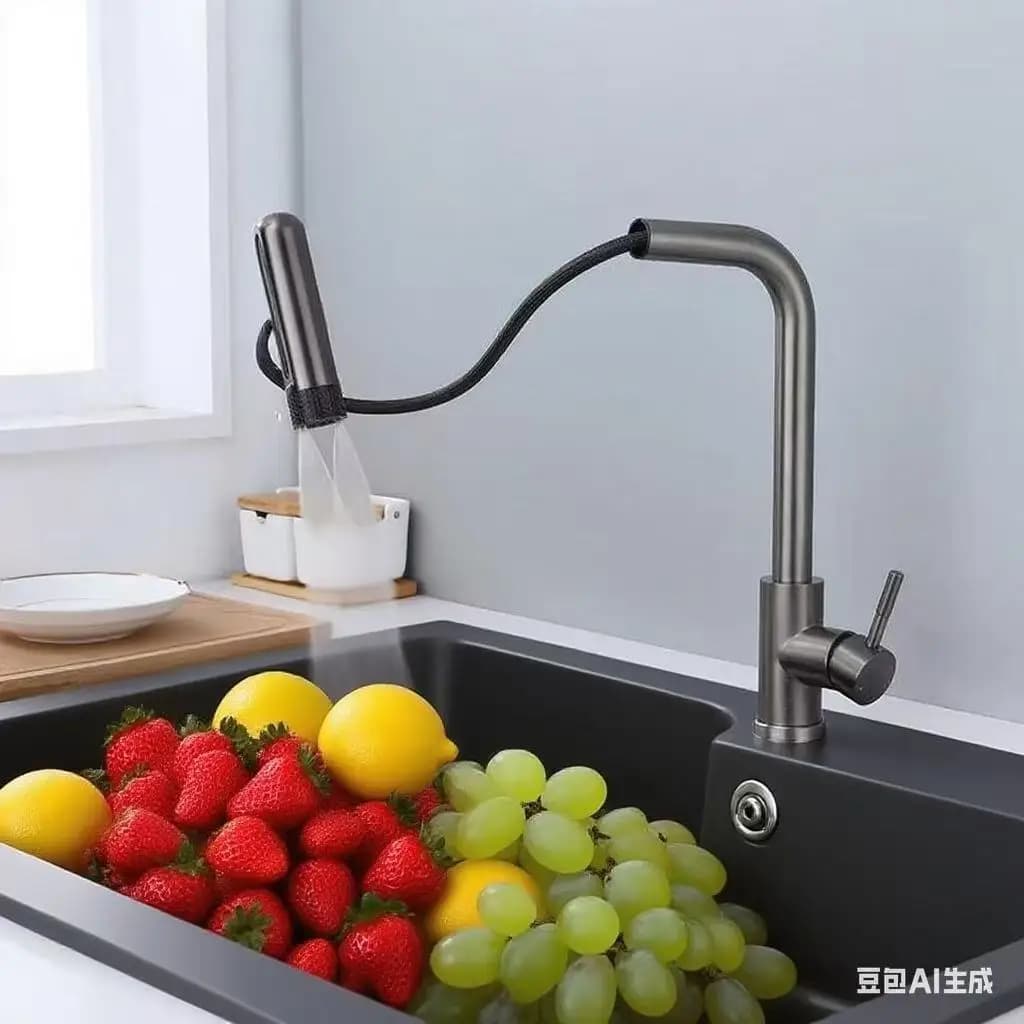 6 modalità grigio estraibile girevole cascata nero flusso spruzzatore lavello miscelatore rubinetto accessori per rubinetti in nichel spazzolato