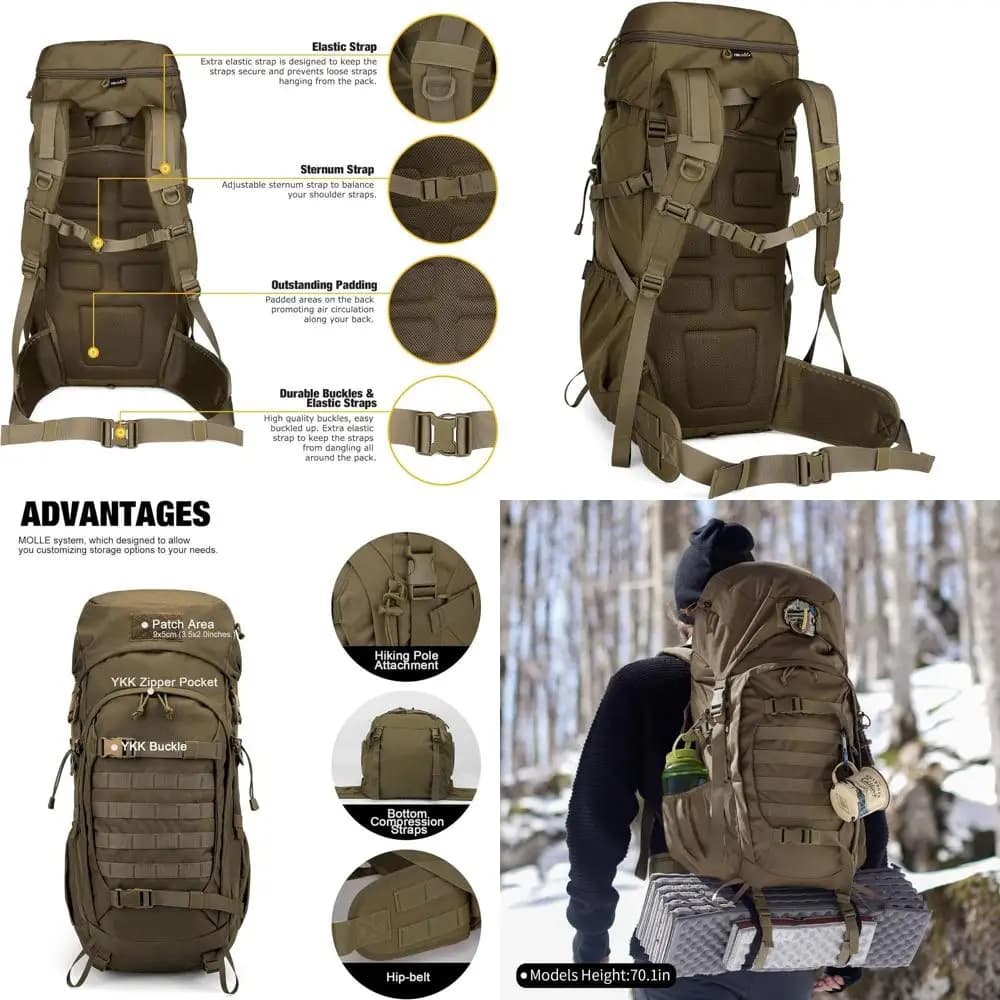 Zaino da Escursionismo Mardingtop 50L - Impermeabile, Ideale per Backpacking, Campeggio e Avventure all'Aperto