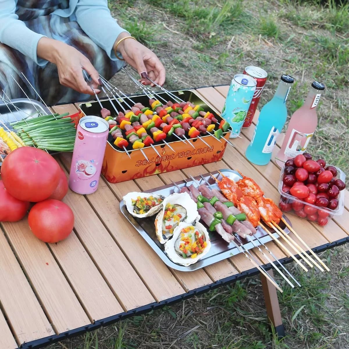 Disposable Barbecue Grill BBQ Heating Shops Multifunction camping grill Stainless steel barbecue grill for firewood stove