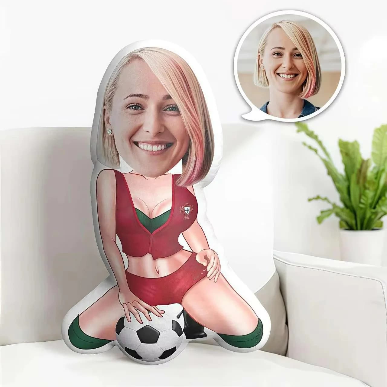 Cuscino fotografico in peluche personalizzato per bambini da calcio con un design facciale personalizzato morbido e carino, regalo perfetto per i genitori