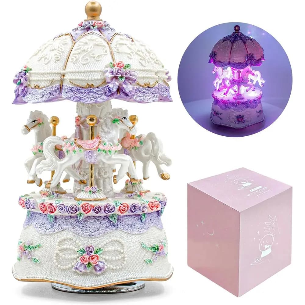 Carillon LED Cambia Colore a 3 Note con Chitarra o Bambola per Regali di Compleanno e San Valentino