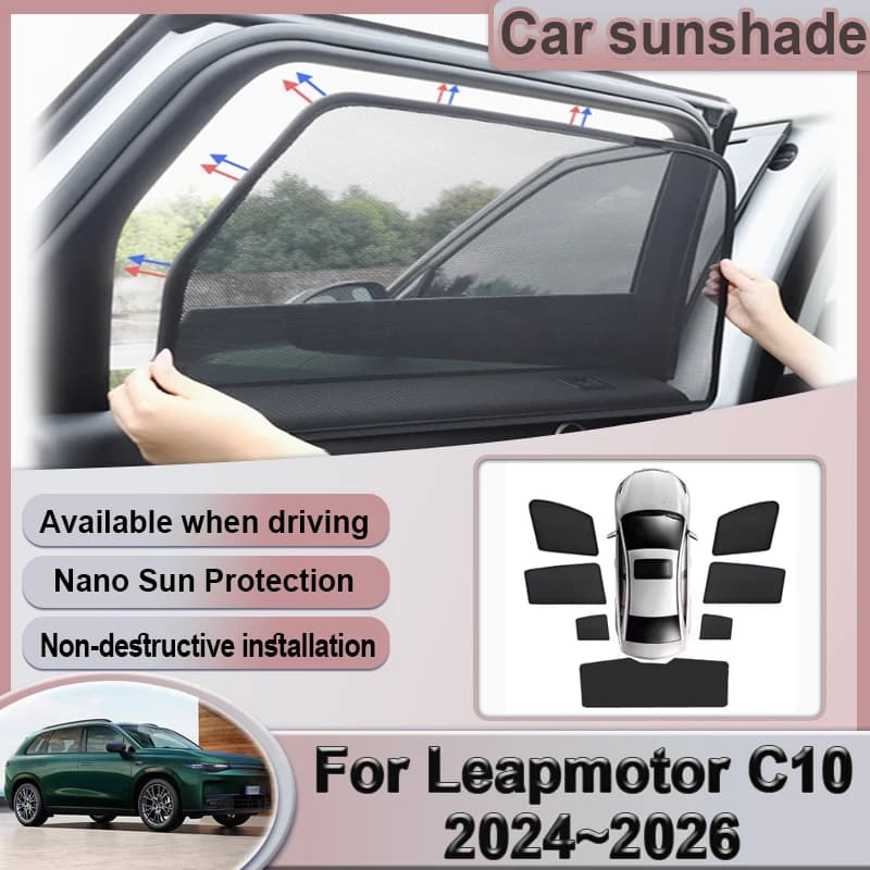 Auto Maglia Parasole Per Leapmotor C10 2024 2025 2026 Auto Finestra Magnetica Tende Da Sole Visiera Privacy Tenda Ombreggiatura Accessori Auto