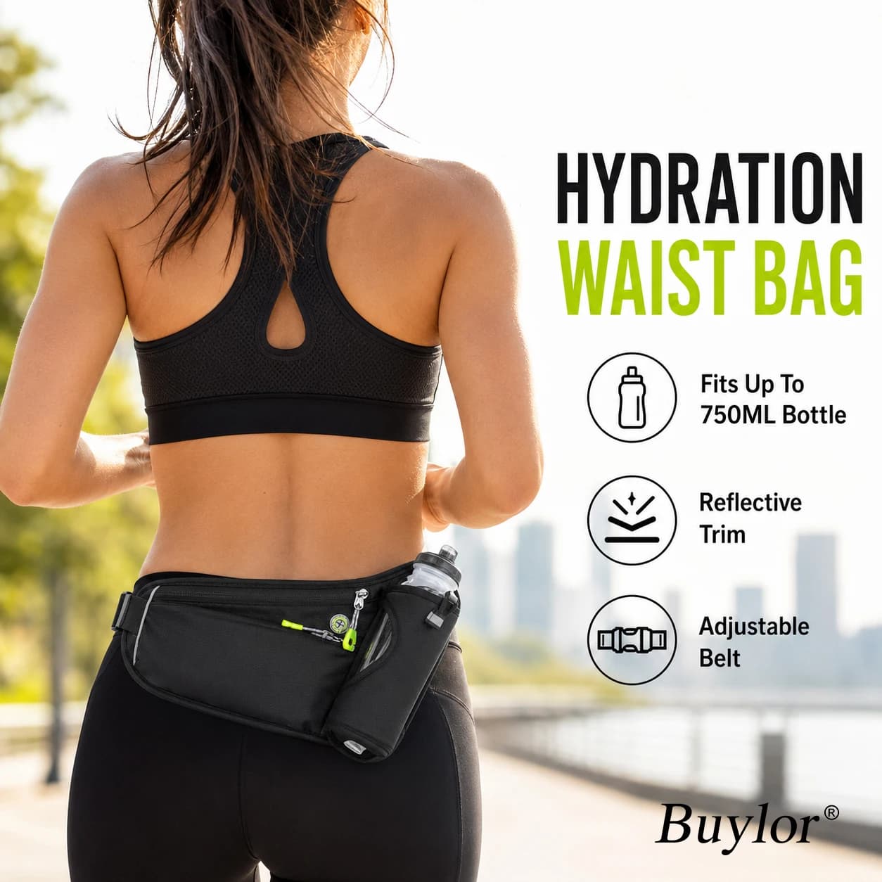 Buylor Waist Bag Outdoor Multifunctional Hydration Reflective Adjustable Bottle Holder Phone Pouch For Running Hiking Cycling