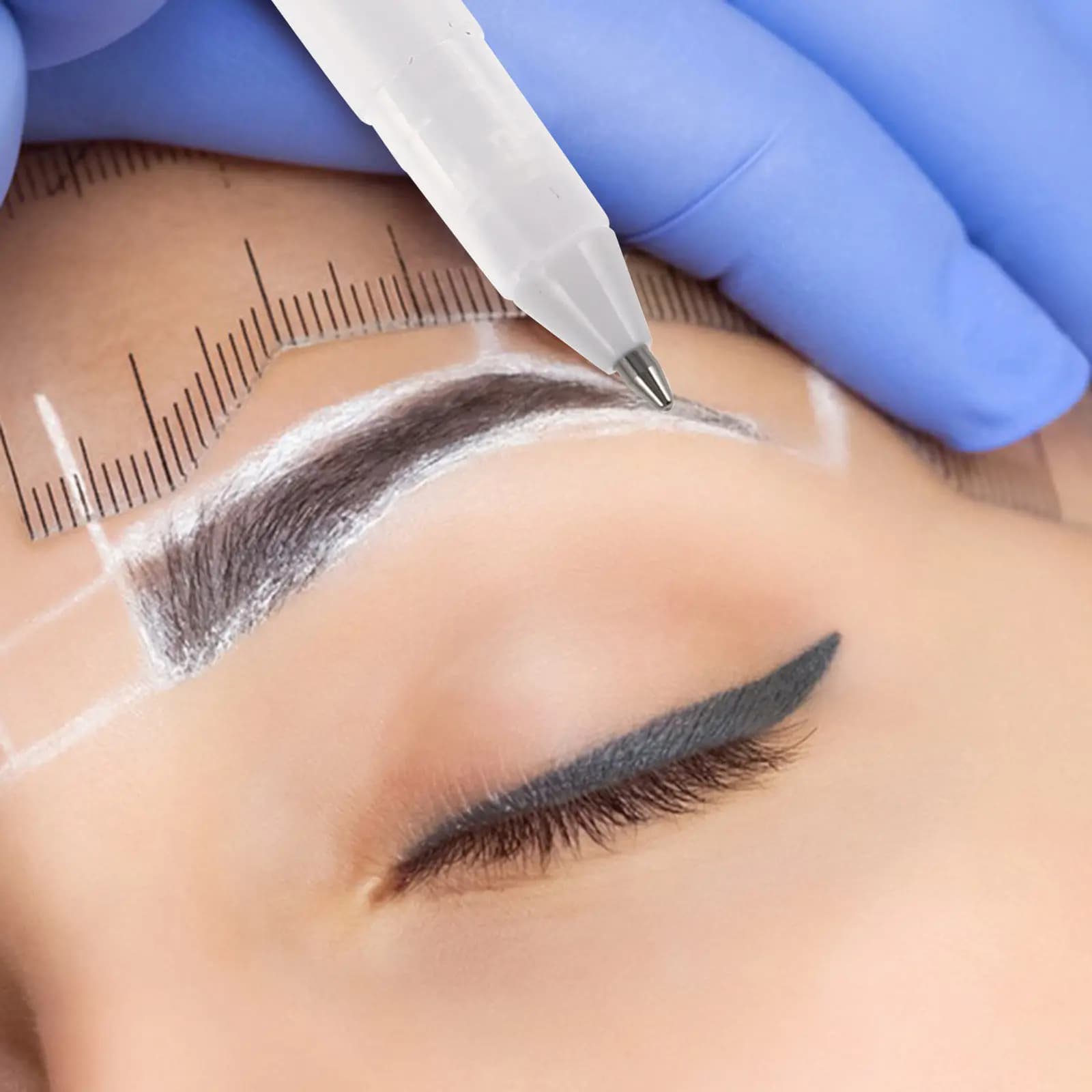 Set di 5 Matite Bianche per Tatuaggi, Impermeabili, per Mappatura Sopracciglia, Punta Fine, Formula Gel per Stencil e Marcatura