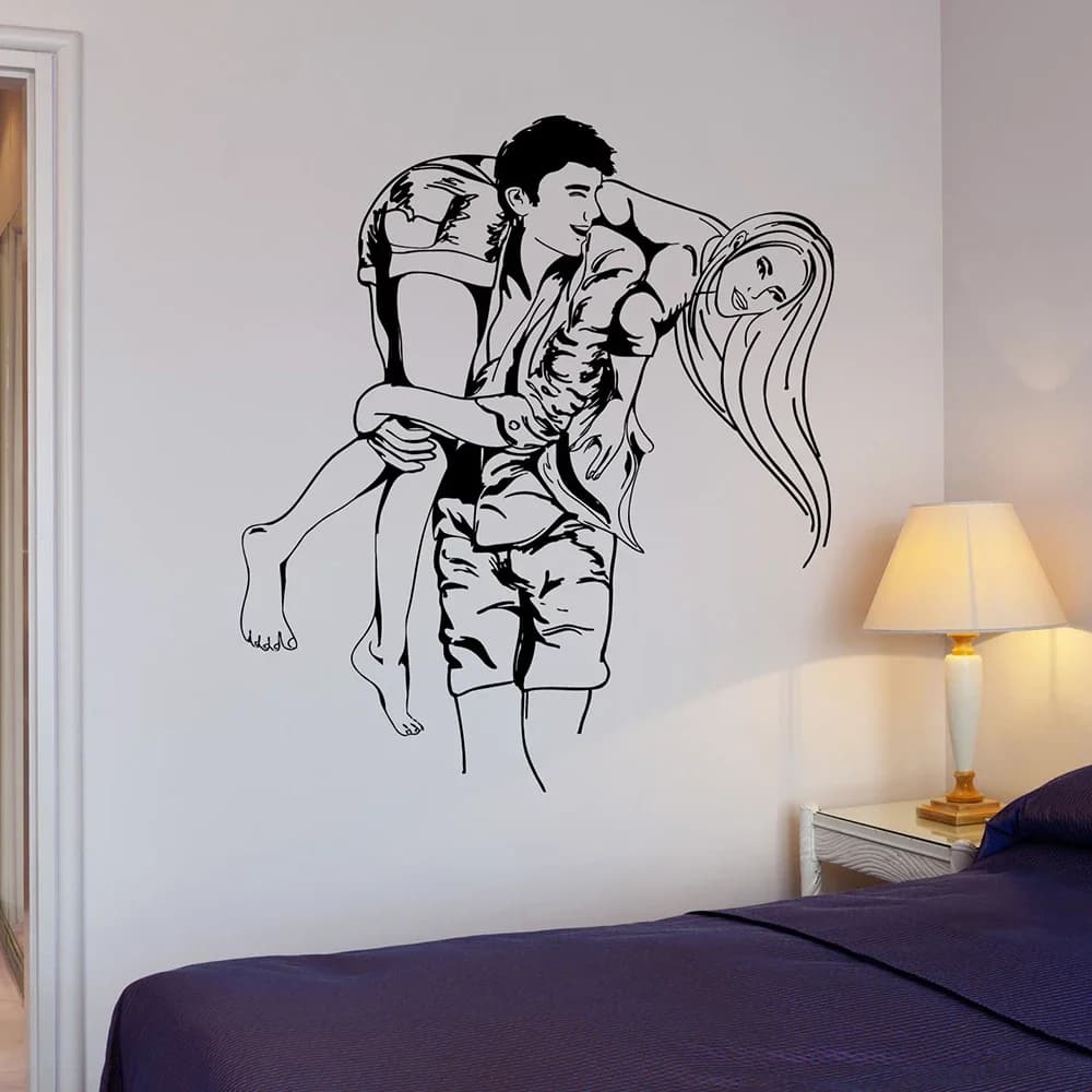 Adesivi murali arte del vinile coppia in amore romantico adesivo camera da letto decorazione murale rimovibile decalcomanie della decorazione della parete interna X951