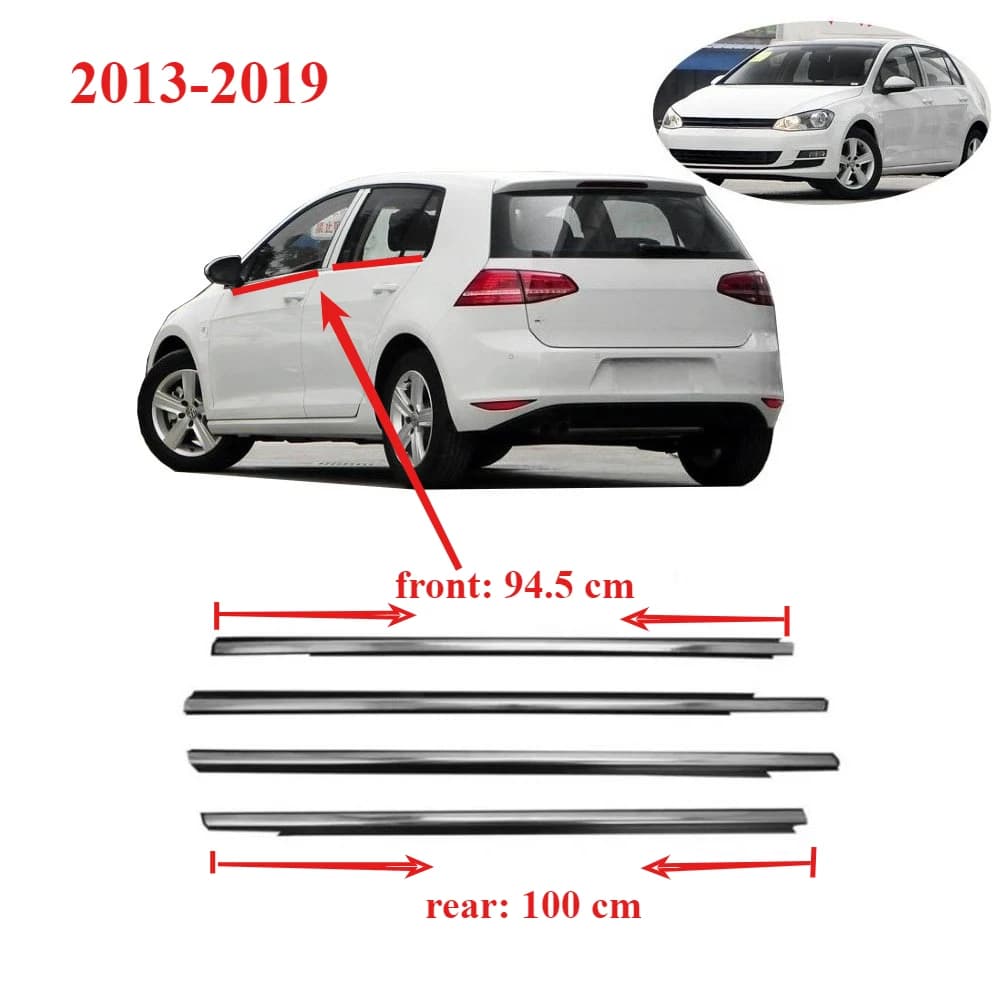 4 pezzi in gomma cromata per finestre esterne per VW Golf 7 2013-2019 Guarnizione standard a 5 porte 5GG839475