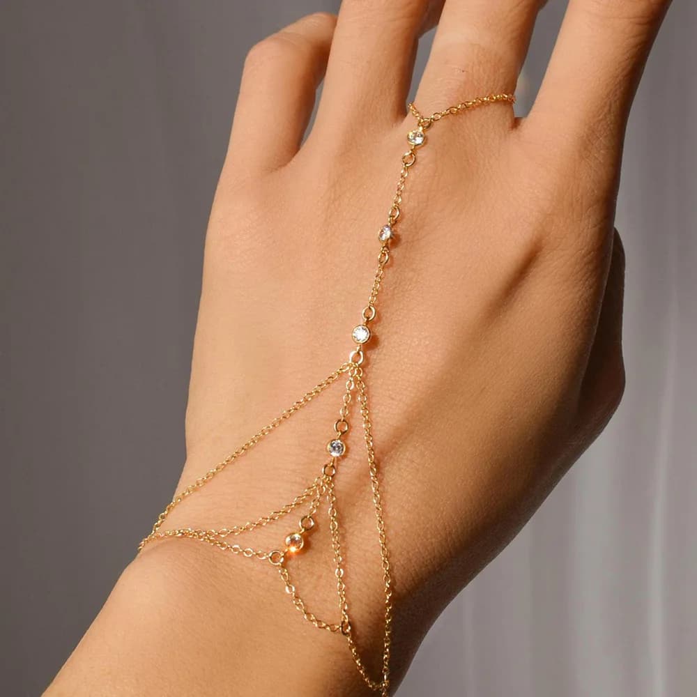 Anello braccialetto con perline di strass multistrato di moda per le donne Regali di accessori per gioielli da festa con catena in metallo di lusso leggero