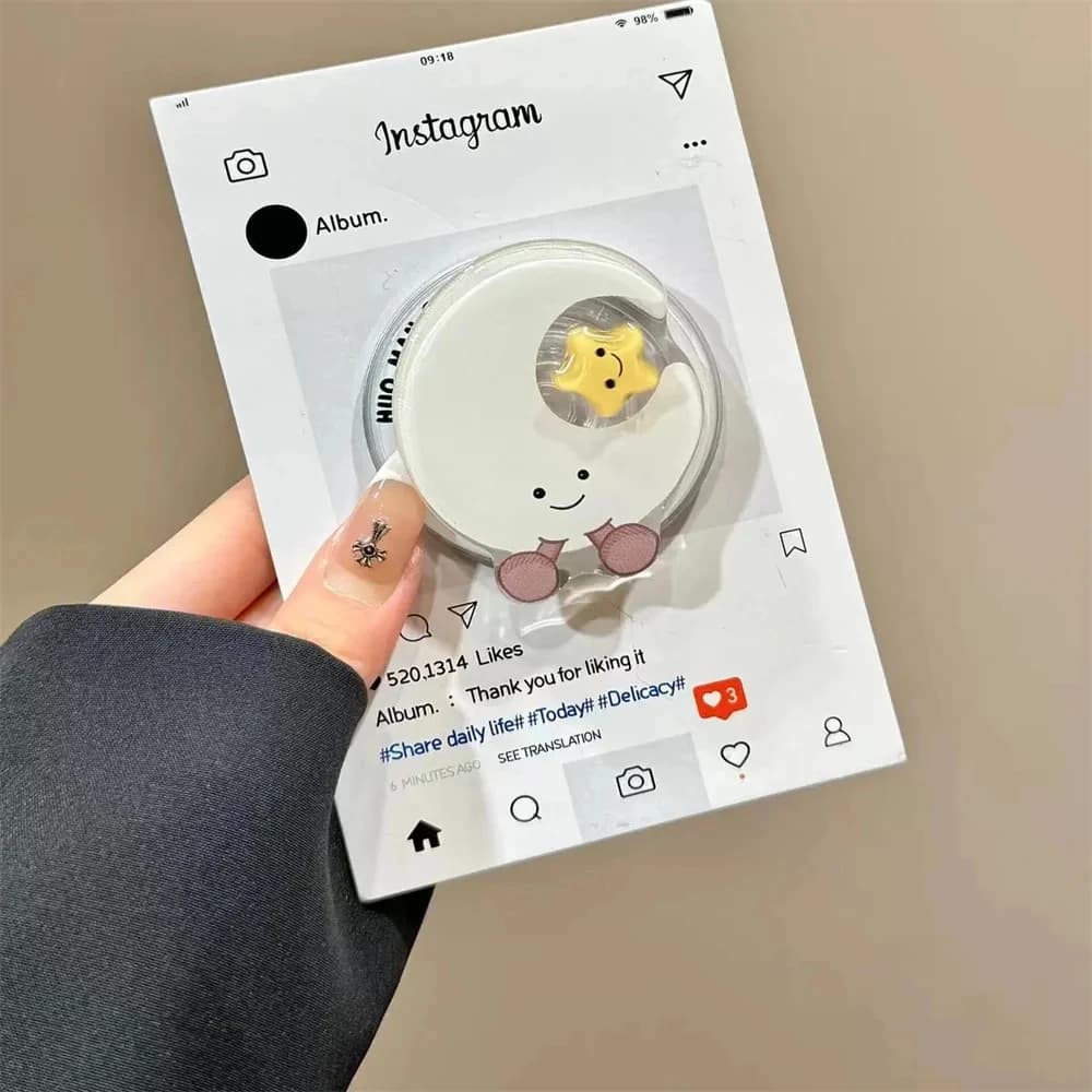 INS Coreano Carino Luna Stelle Rotazione Per Magsafe Telefono Griptok Supporto Per iPhone 16 Pro Custodia di Ricarica Wireless Magnetica Staffa