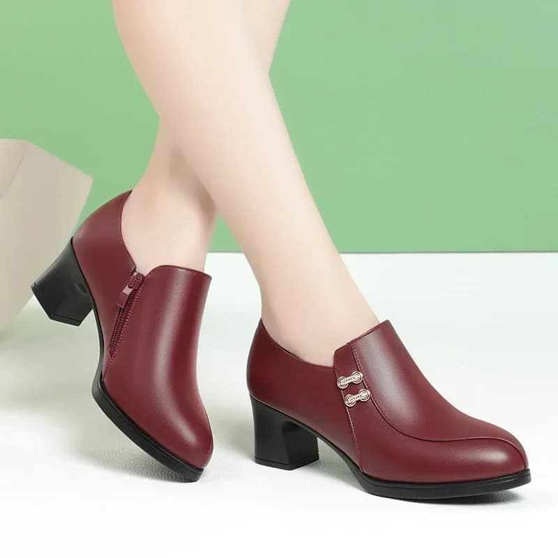 5.5 centimetri Confortevole Bocca Profonda Blocco Tacchi Scarpe Piattaforma Pompe 2025 Primavera In Pelle Morbida Gladiatore Ufficio Mamma Scarpe Da Donna
