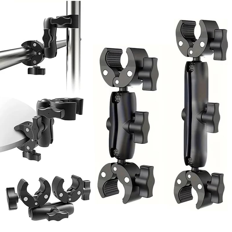 Morsetto Doppio per Fotocamera, Clip per Manubrio di Moto e Bicicletta per GoPro Insta360 One X2 X3, Accessori per Fotocamere Sportive