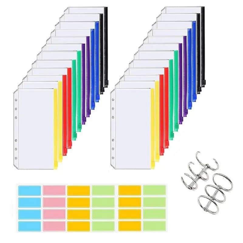 ABWZ-24PCS A6 Size Waterproof Pouch Circular Knitting Needle Pouches Zipper Folders For Cable Knitting Needles Storage