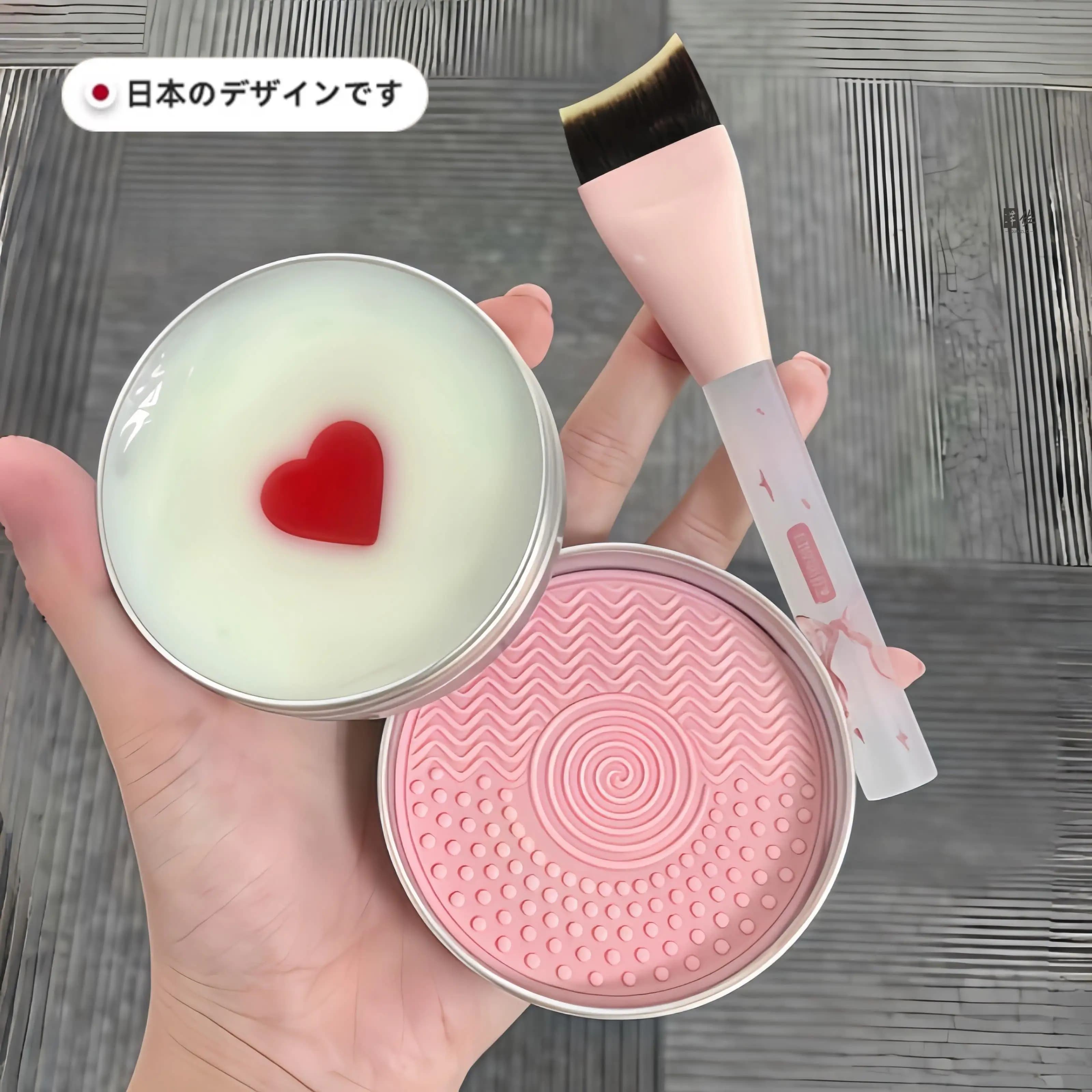 Spugna detergente portatile per pennelli da trucco e Beauty Blender con pad di lavaggio integrato in morbido silicone per uso manuale