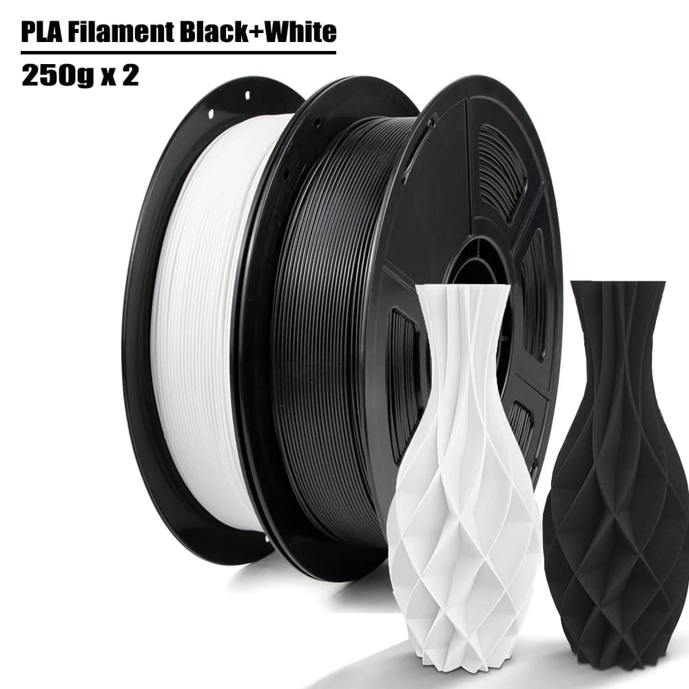 Filament PLA for 3D printer from 1.75 mm Dimensional accuracy 1.75 mm +/- 0.02 mm, 250 g coil (0.55 pounds), 500 g Black+White